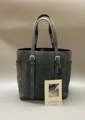 Bag73 COACH コーチ 肩掛けバッグ トートバッグ ハンドバッグ スエード ネイビー ターンロック No-G3Q-9784