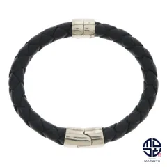 BOTTEGA VENETA ボッテガヴェネタ イントレチャート レザー Ag925 シルバー SILVER 黒 ブラック ブレスレット ジュエリー アクセサリー ブランドのサムネイル
