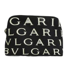 ブルガリ BVLGARI ロゴマニア 化粧ポーチ 小物入れ ナイロン 総柄 黒 ブラック 白 ホワイト /XZ ■GY11