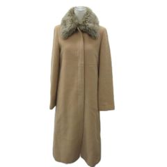 美品】フォックスファー ロングコート キャメルブラウン 縦糸羊毛横糸