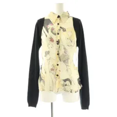 モスキーノジーンズ MOSCHINO JEANS シャツ 長袖 シアー ニット切替 総柄 I42 ブラック アイボリー マルチカラー /DO ■GY06のサムネイル