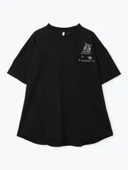 【LUPILIEN】ポケット猫 Tシャツ cat  天竺  ねこ  猫部  ブラック ホワイト ルピリアンのサムネイル