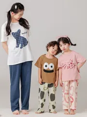 パジャマ キッズ 半袖 長ズボン 綿 子供 男の子 女の子 上下セット 子供パジャマ 半袖パジャマ 子供 子ども こども 子供服 子ども服 こども服 ルームウェア ジュニア 春 夏 男子 女子 男児 女児 部屋着 寝巻j#ilbso