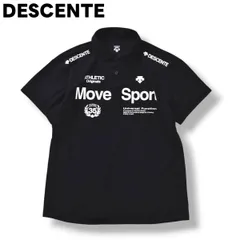 【定番】 デサント DESCENTE ムーブ スポーツ MOVE SPORT 半袖 ポロシャツ サイドシーム ロゴ プリント L ブラック スポーツ ウェア タウンユース レジャー メンズ