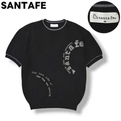 【美品】 日本製 サンタフェ SANTAFE 半袖 サマー ニット セーター ローゲージ クルーネック ロゴ 刺繍 48 ブラック ストリート アメリカン カジュアル メンズのサムネイル