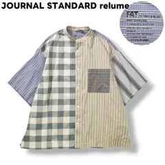 ジャーナルスタンダード レリューム JOURNAL STANDARD relume FAT SHIRTS 半袖 パッチワーク クレイジーパターン ノーカラー シャツ ボックスシルエット M 総柄 マルチカラー メンズのサムネイル