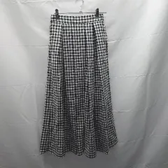 ◇ merlot メルロー ウエストゴム　裏地　チェック柄 ひざ丈 フレア スカート サイズF ブラック系 レディース E  【1302060040736】のサムネイル
