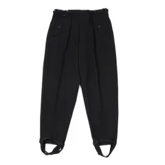 ヨウジヤマモト プールオムYohji Yamamoto POUR HOMME ウールヘムリブサスペンダーボタンパンツ 黒Mのサムネイル