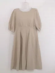 ◇ w closet ダブルクローゼット 五分袖 ロング ワンピース サイズF ベージュ系 レディース P  【1302110001816】のサムネイル