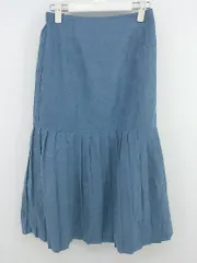 ◇ merlot メルロー バックゴム 切替 プリーツ 膝下丈 フレア スカート サックスブルー系 レディース P  【1302150003337】のサムネイル