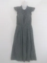 ◇ w closet ダブルクローゼット 花柄 フレンチスリーブ 膝下丈 ワンピース サイズM ブラック マルチ レディース P  【1302160009893】のサムネイル