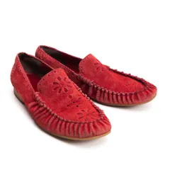 トリココムデギャルソンtricot COMME des GARCONS カッティングデザインスウェードモカシンシューズ 赤24のサムネイル