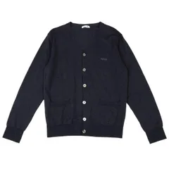 パパスプラスPapas+ ロゴ刺繍コットンニットカーディガン  紺Mのサムネイル