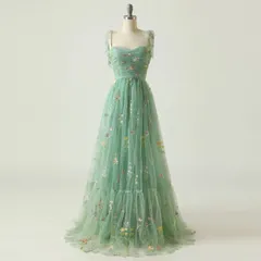 新品 パーティードレス ロングドレス 演奏会 ノースリーブ シフォン コサージュ 肩出し ドレス 大人 ピアノ 結婚式 演奏会用ドレス ロング丈 大きいサイズ グリーン 089のサムネイル