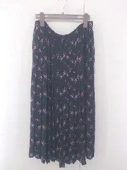 ◇ Laura Ashley ローラ アシュレイ 花柄 フラワー ロング プリーツ スカート サイズ42 ブラック レディース E  【1302200007254】