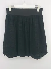 ◇ BARNEYS NEW YORK フロッキープリント ウエストゴム 膝丈 台形 スカート ブラック系 レディース P  【1302210008142】のサムネイル