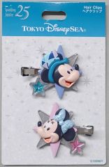 東京ディズニーシー 25周年グッズ ヘアクリップ ミッキーミニー 2個 