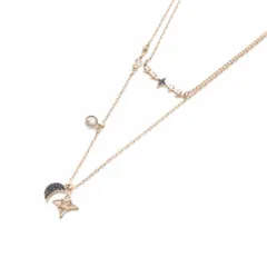 スワロフスキー SWAROVSKI 月 星 2連ネックレス セット ゴールド色