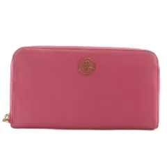 トリーバーチ TORY BURCH 長財布 レザー ラウンドファスナー ロゴ ゴールド金具 ピンク /XZ ■GY11