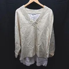 ◇ JEANASIS ジーナシス Vネック サイドスリット オーバーサイズ 長袖 ニット セーター サイズF アイボリー レディース E  【1303020028627】