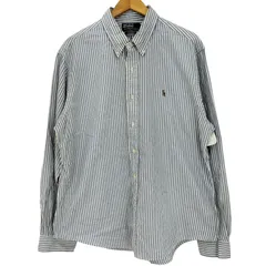 ポロバイラルフローレン Polo by RALPH LAUREN 90-00s CUSTOM FIT ポニー刺繍 ストライプ ボタンダウン長袖シャツ メンズ import：XL 
