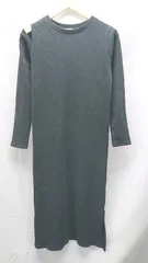 ◇ AZUL BY MOUSSY クルーネック　ケーブル　スリット　シンプル 長袖 ひざ丈 ワンピース サイズS ブラック系 レディース E  【1303090004842】のサムネイル