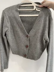 レディース ファッション ノーブランド 服 グレー クロップド カーディガン