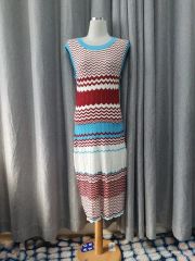 MISSONI ジグザグ透かし編みニットワンピース ピンク系 42*ND250