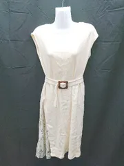 ◇ natural couture ケーブル　Vネック　切り返し　花柄 ノースリーブ ひざ丈 ワンピース サイズF クリーム系 レディース E  【1303160001924】のサムネイル