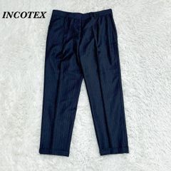 美品】 INCOTEX ウール100％ パンツ 42 ネイビー ストライプ - メルカリ