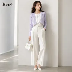 【未使用級】【 クリーニング済】Rene ルネ 36 「Sサイズ（7号）～Mサイズ（9号）相当」ラベンダー リボン ボレロ カーディガン アセテートBLEND春夏秋 上品 フェミニン 学校行事 お食事会や結婚式 エレガント