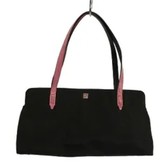 ケイトスペード KATE SPADE ハンドバッグ ナイロン レザー パイソン型押し 内側ドット柄 ロゴ 黒 ブラック ピンク /XZ ■GY99