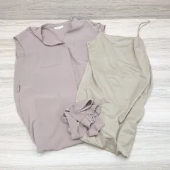 ◇ NATURAL BEAUTY BASIC バンドカラー シフォン ノースリーブ ミドル シャツ ワンピース Mサイズ ブラウン レディース E  【1303160013576】のサムネイル