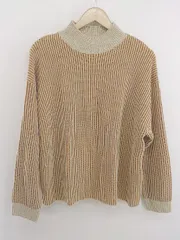 ◇ LOWRYS FARM ハイネック ストライプ 長袖 ニット セーター サイズ F ベージュ ブラウン系 レディース E  【1303200006100】