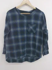 ◇ SLICK スリック チェック 胸ポケット 長袖 Tシャツ カットソー サイズ2 ブルー ブラック グレー系 メンズ E  【1303200007459】のサムネイル