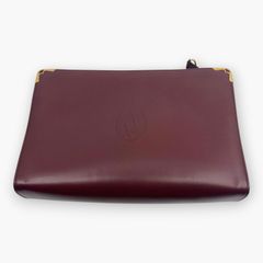[Excellent Condition, Rare Error] Cartier Must Line Clutch Bag, Bordeaux Leather