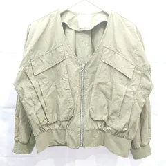 ◇ mysty woman ミスティウーマン 無地 ビックポケット 長袖 ブルゾン サイズF カーキ レディース E  【1303290002846】のサムネイル