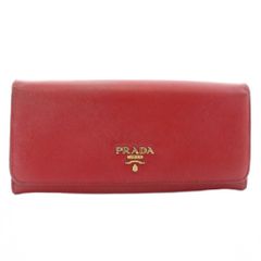 PRADA 長財布 サフィアーノ 赤 レザー プラダ ゴールドロゴ レディース