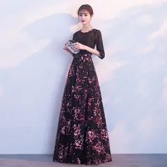 パーティードレス レディース ロング丈 ワンピース ドレス 宴会イブニングドレス シンプル 花嫁 およばれ 結婚式 謝恩会 発表会 演奏会 同窓会 成人式 二次会 フォーマル 女子会 誕生日 可愛い 体型カバー 20代 30代 40代 #yzouiのサムネイル