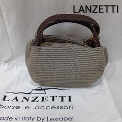 美品✨ LANZETTI ランツェッティ ハンドバッグ ブラウン スパンコール 