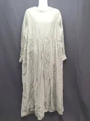 ◇ Aunt Marie's　ボタン　ギャザー　裏地　シンプル 長袖 ロング丈 ワンピース サイズF グリーン系 レディース E  【1303290021908】のサムネイル