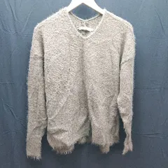 ◇ AMERICAN HOLIC アメリカン ホリック Vネック　ケーブル　起毛　シンプル 長袖 ニット サイズM ブラウン系 レディース E  【1303290024855】