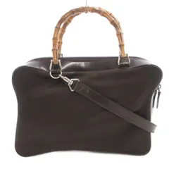 グッチ GUCCI バンブー ショルダーバッグ ハンド 2way 手提げ 斜め掛け レザー ナイロン 切替 茶 ブラウン /FF ■GY17