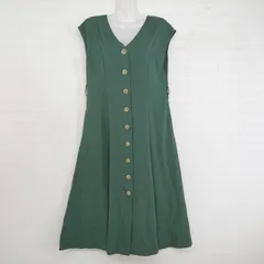 ◇ natural couture ナチュラルクチュール Vネック ノースリーブ 膝下丈 ワンピース サイズF グリーン系 レディース E  【1304050000973】のサムネイル