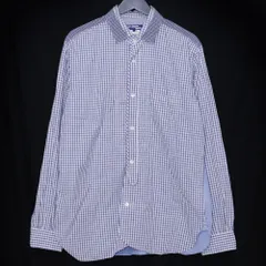 JUNYA WATANABE MAN 綿ギンガムチェック×綿ウールタータンチェック長袖シャツ B006 Lサイズ ホワイト ブルー WF-B002のサムネイル