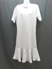 ◇ fifth フィフス クルーネック　シンプル　ストレッチ　無地 半袖 ロング丈 ワンピース サイズS グレー系 レディース E  【1304050033636】