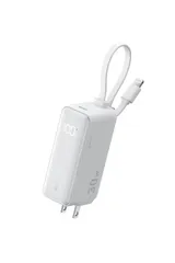 Anker Power Bank (30W, Fusion, Built-In ライトニングケーブル) (5000mAh 22.5W出力モバイルバッテリー搭載 30W出力USB充電器) / LEDディスプレイ/ライトニング [ライトニングケーブル(ホワイト)]