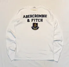 Abercrombie アバクロンビー カレッジ ロゴ ロングスリーブ 長袖Tシャツ 白