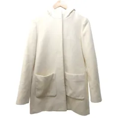 ヨーコチャン YOKO CHAN 美品 アンゴラウール プリーツギャザーフード デザインコート ジャケット 白 ホワイト 40 約M STKのサムネイル