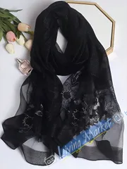 アクセサリー レディース スカーフ 1枚 桑絹刺繍スカーフ、手作り フローラル刺繍ショール、長いチャイナドレス アウターストール CWJ520Q252